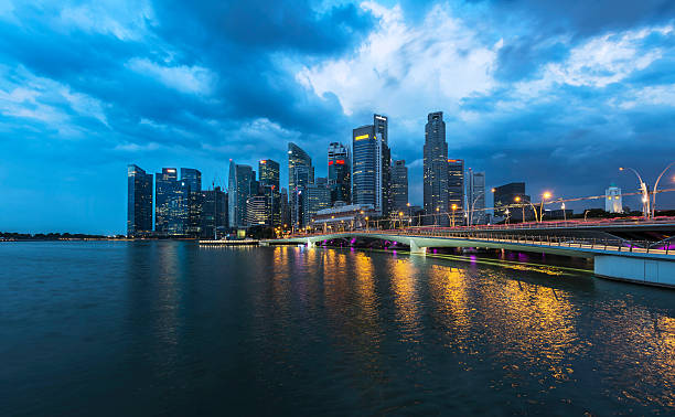 istock Panoramic View of Singapore at night 610223536