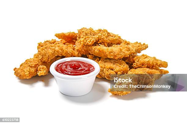 Fried Chicken Strips Stock Photo - Download Image Now - Chicken Meat, Fried Chicken, Removing