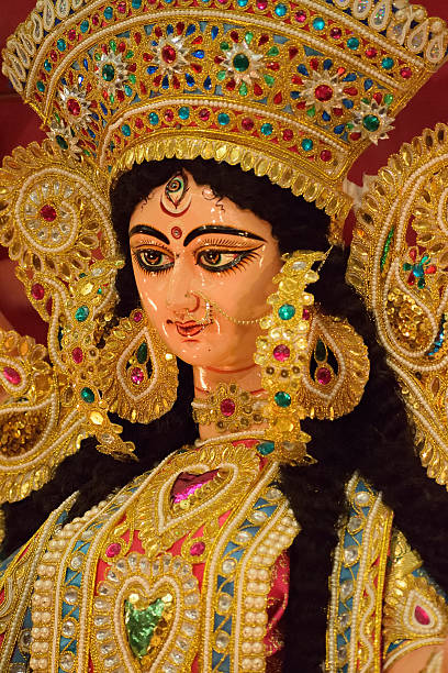 istock Sculpture of Hindu Goddess Durga in vertical frame 610225964