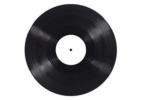 Vinyl record over purple background. Horizontal composition with copy space.