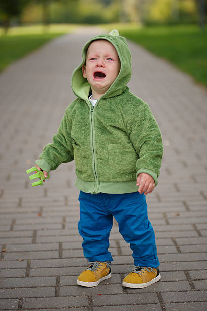 istock unhappy boy with dinosaur costume 610228720