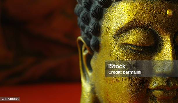 Gold Buddha Tranquil Face On Dark Red Background Copy Space Stock Photo - Download Image Now - iStock Gold Buddha Tranquil Face On Dark Red Background Copy Space Stock Photo - Download Image Now - iStock