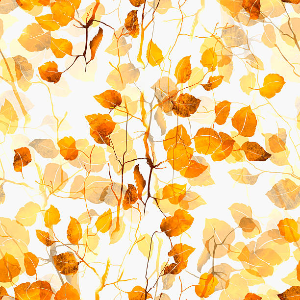 imprints autumn branch with leaves vector art illustration