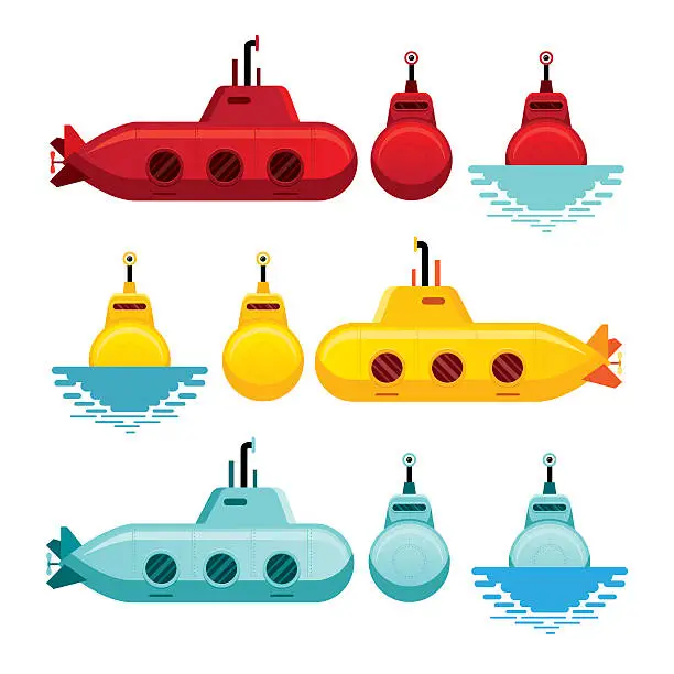 Vector illustration of Submarine Cartoon Style