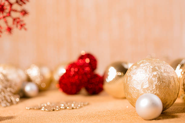 istock Christmas ornaments in gold and red. 610231804