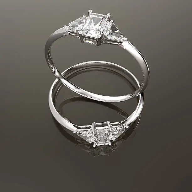 Wedding rings with diamonds.. Fashion jewelry. 3d digitally rendered illustration