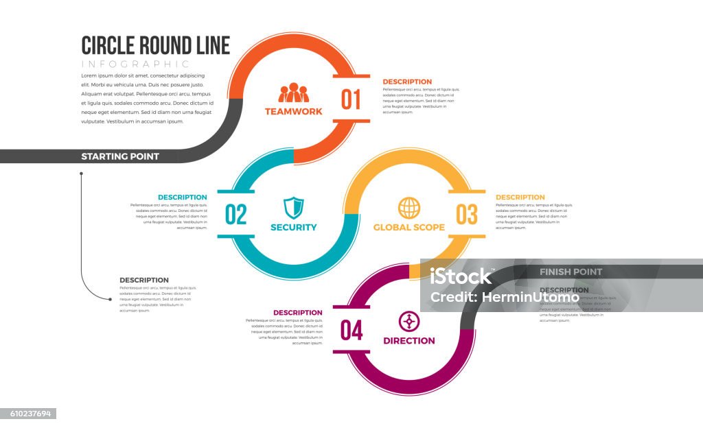 Circle Round Line Infographic Vector illustration of circle round line infographic design element. Infographic stock vector