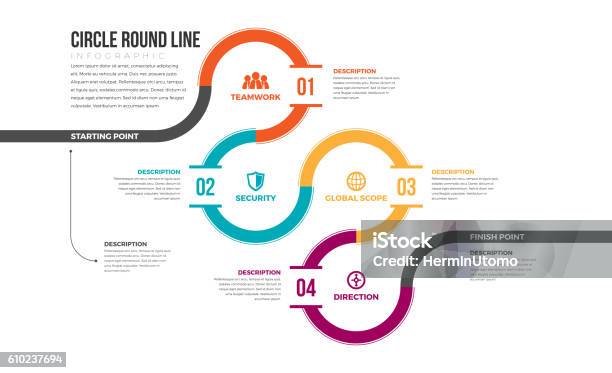 Circle Round Line Infographic Stock Illustration - Download Image Now - Infographic, Flow Chart, Flowing