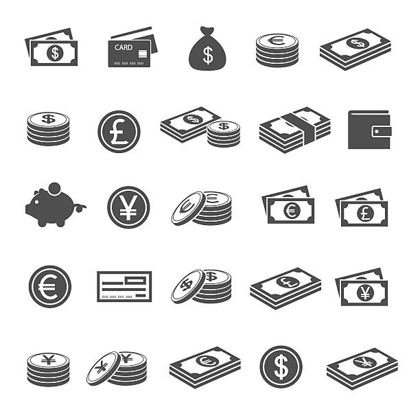 Currency icons Currency icons coin illustrations stock illustrations