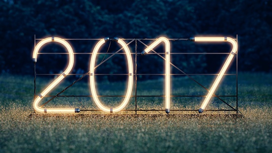 2017 concept neon sign in nature background