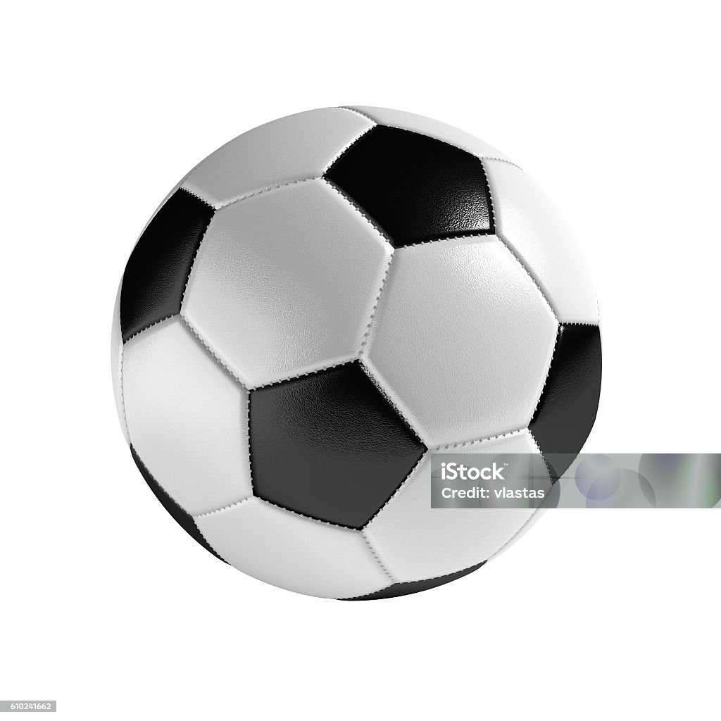 Soccer ball isolated on the white background Soccer ball isolated on the white background without shadow. Sport equipment with detailed texture and stitches. Soccer Ball Stock Photo