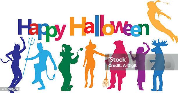 Halloween Grownups Stock Illustration - Download Image Now - Dancing, Halloween, Trick Or Treat