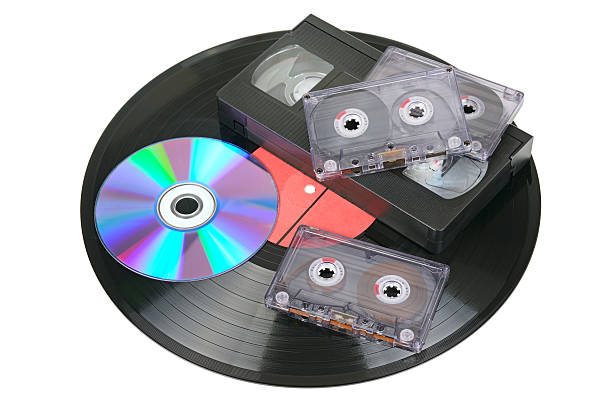 istock Vinyl disc, audio and video cassettes 610245064