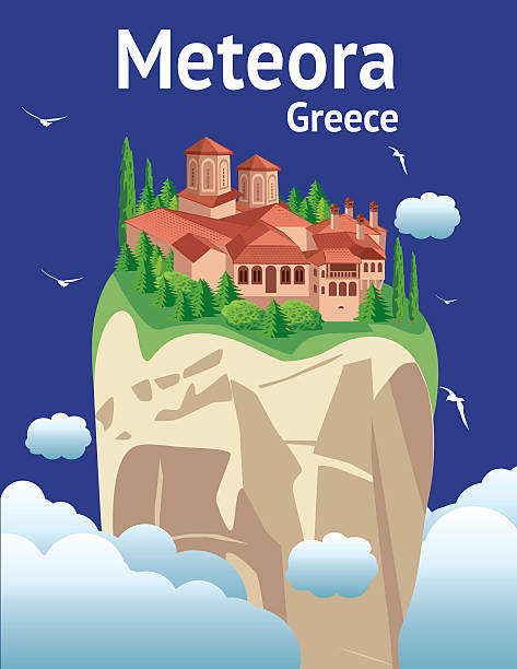 Greece - Meteora Vector Greece - Meteora cloister stock illustrations