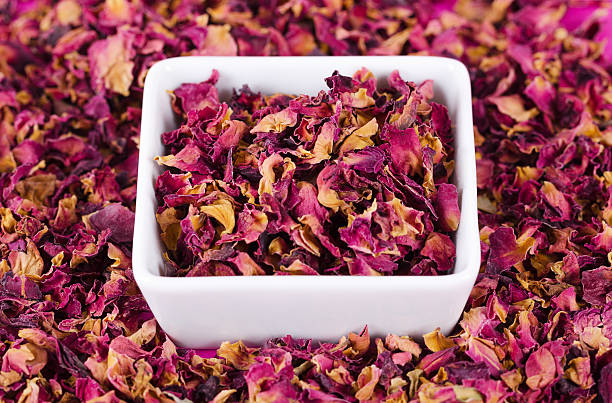istock Rose petals in a white bowl 610251542