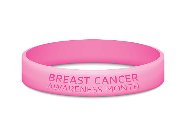 istock Breast cancer awareness month rubber wristband. Vector illustration. 610253160