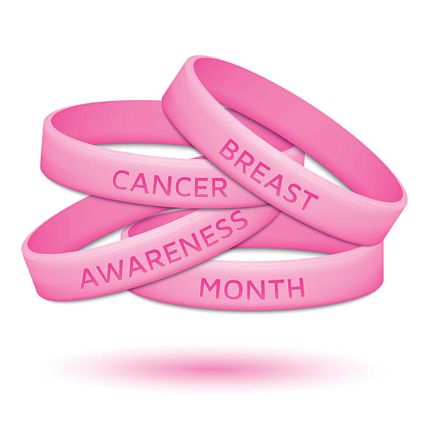 istock Breast cancer awareness month rubber wristband. Vector illustration. 610253236
