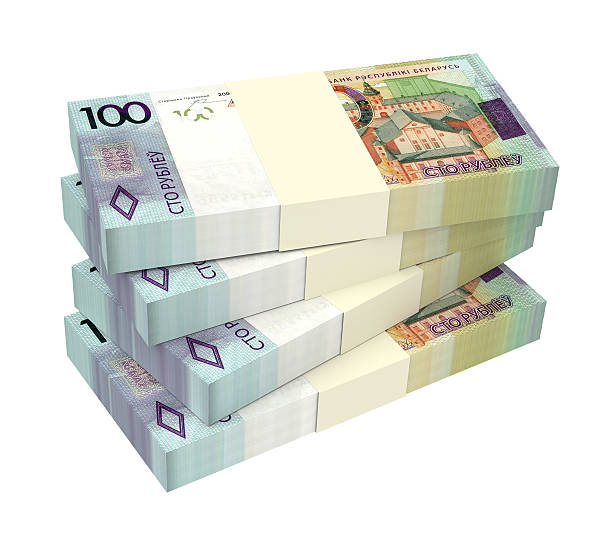 istock New Belarusian rubles bills isolated on white background. 610253892