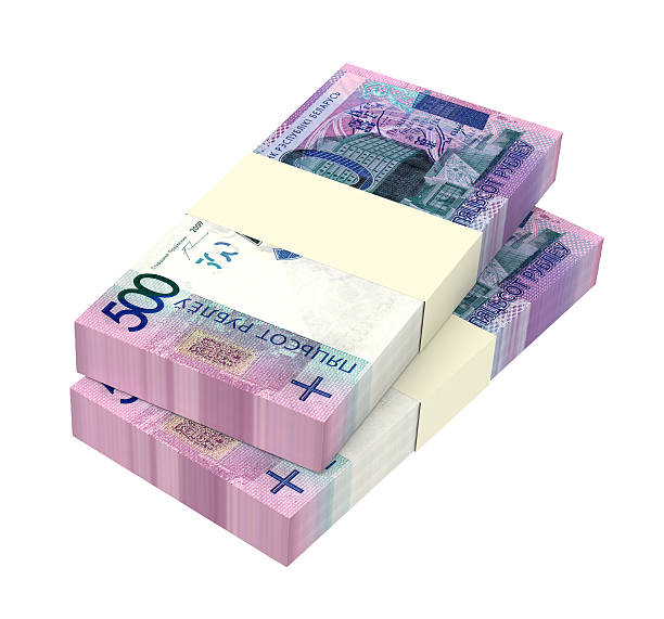 istock New Belarusian rubles bills isolated on white background. 610254060