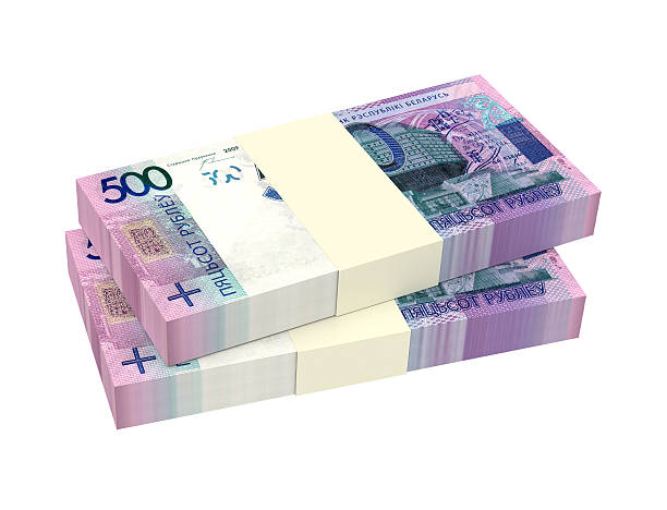 istock New Belarusian rubles bills isolated on white background. 610254156
