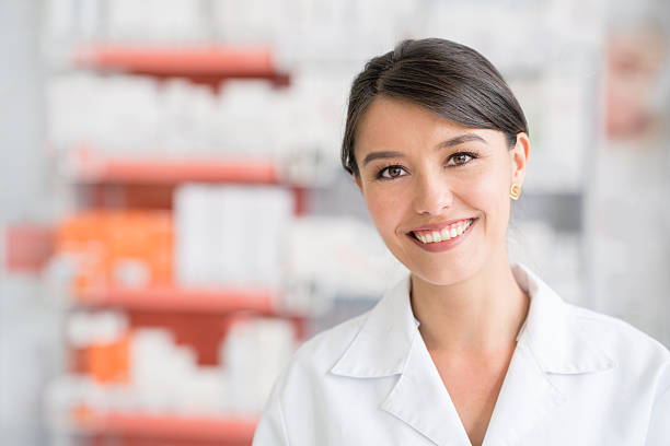istock Woman working at a pharmacy 610254410