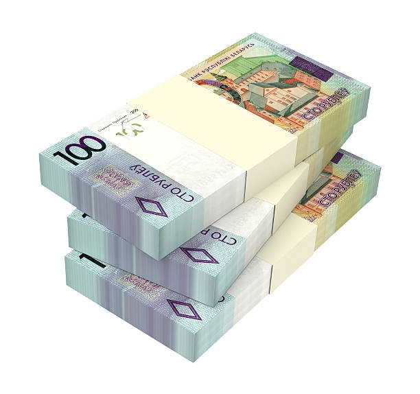 istock New Belarusian rubles bills isolated on white background. 610254524