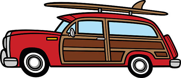 wagon do surfowania woodie - woodie stock illustrations