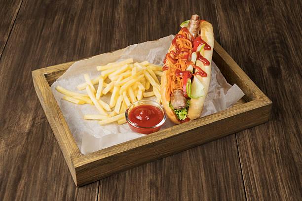 istock Hot dog and fries 610256442