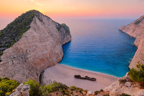 istock Colorful sunset landscape at Shipwreck beach, Zakynthos 610257460