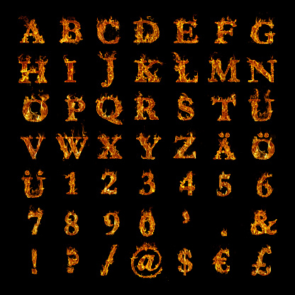 In this alphabet you also find the German Umlaute ä, ö, ü and also some special characters like @, & or the common currency $, £ and €. The picture is really huge and you can compose any word or phrase in photoshop.