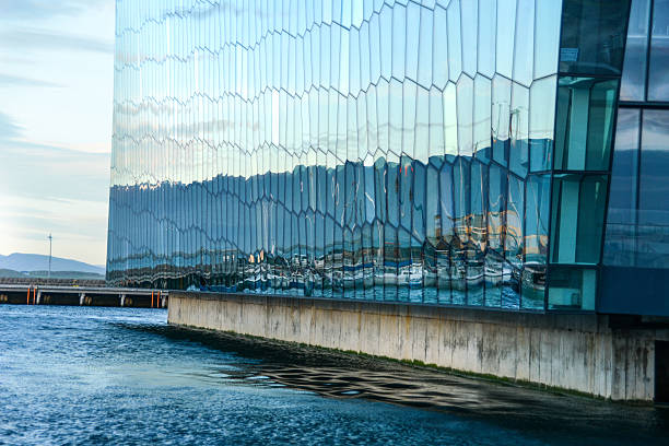 rekjavik, Iceland - August 8, 2016: concert hall harpa in rekjavik. Picture taken in twighlight