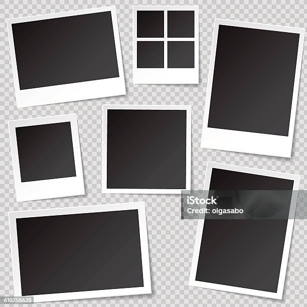 Photo Booth Photo Frame Templates With Transparent Shadow Stock Illustration - Download Image Now