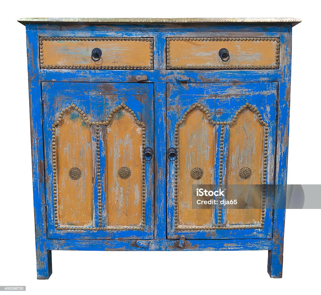 Old sideboard Old sideboard isolated. Clipping path included. Old-fashioned Stock Photo