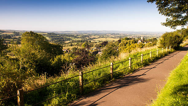 Shaftesbury Park Walk The view over the agricultural valley of the Blackmore Vale from the hilltop Park Walk in Shaftesbury, Dorset. blackmore vale stock pictures, royalty-free photos & images