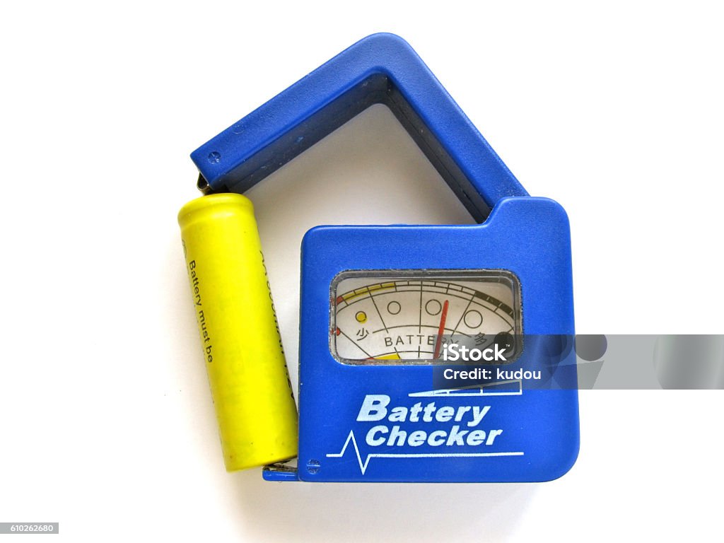 Battery checker Battery checker. Battery Tester Stock Photo