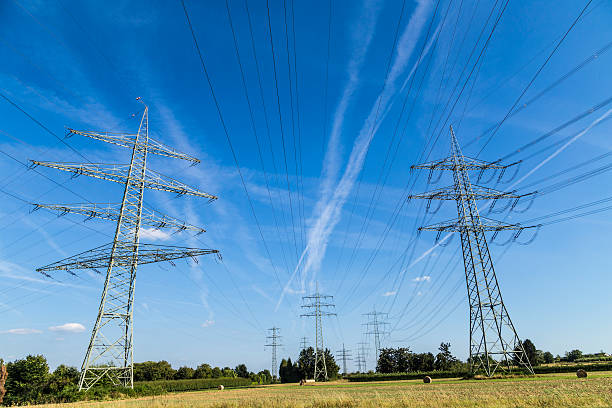 istock electric pylons transporting electricity 610263584