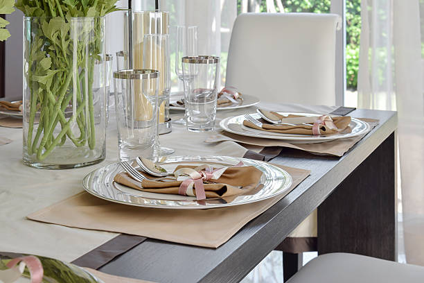 istock elegant table set in vintage style dining room interior 610413212