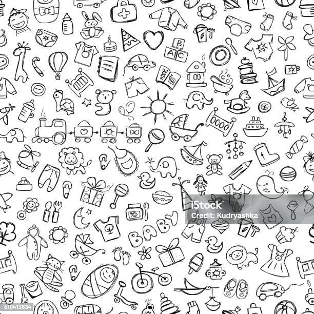 Baby Seamless Pattern For Your Design Stock Illustration - Download Image Now - Baby - Human Age, Illustration, Child