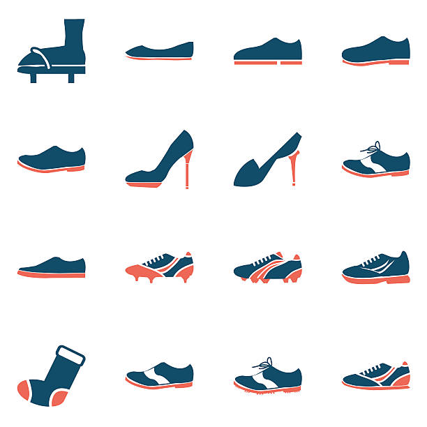 Bекторная иллюстрация Обувь икона набор