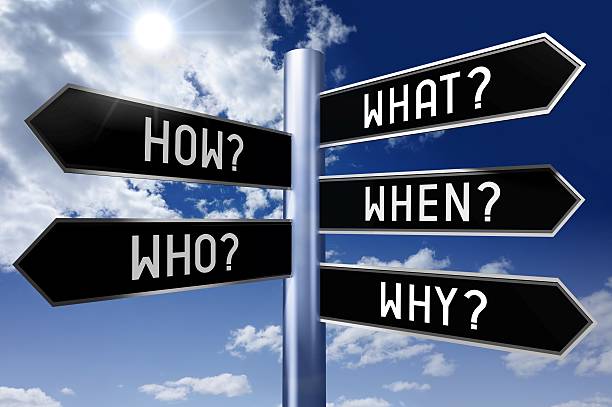istock Signpost with 5 arrows - questions 610418198