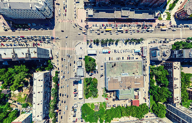 istock Aerial city view. Urban landscape. Copter shot. Panoramic image. 610418490