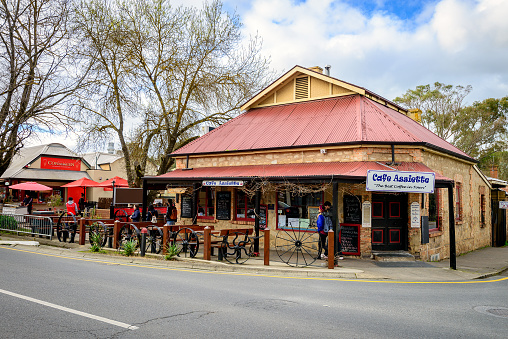 Adelaide, Australia - August 13, 2016: Post Office shop in Hahndorf, Adelaide Hills area, South Australia. View from the main street