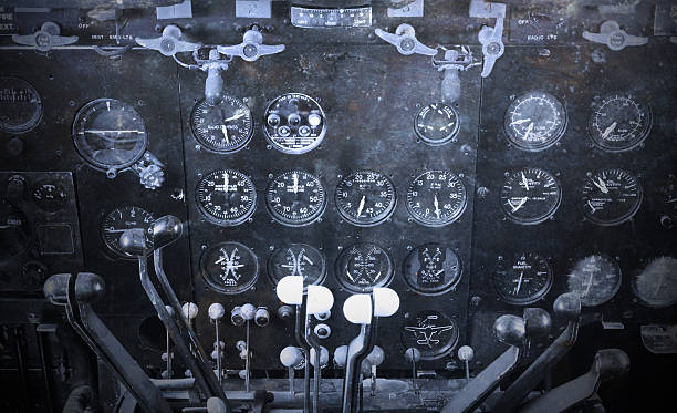 istock Center console and throttles in airplane 610420730