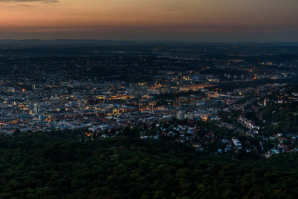 istock Stuttgart City at night in the summer -  Germany 610424658