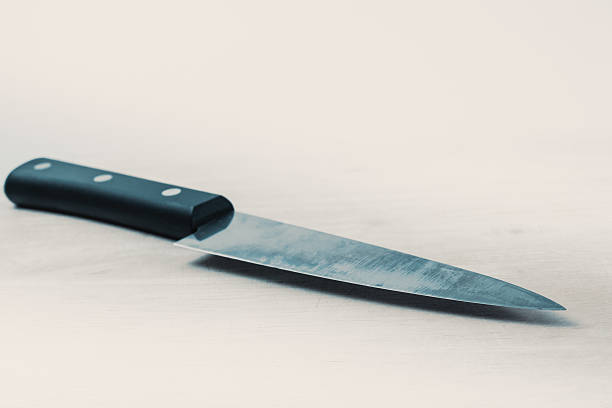 istock kitchen knife in vintage color tone. 610424682
