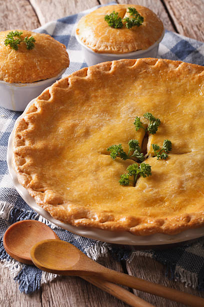 istock Hot delicious Chicken pot pie in the baking dish closeup 610425136