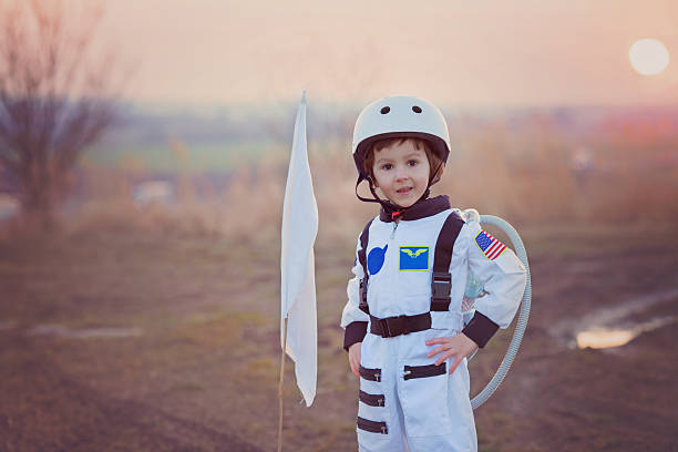 istock Adorable little boy, dressed as astronaut 610426428
