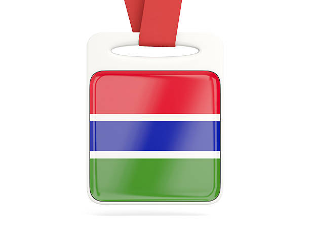 Gambia Flag. Waving  Fabric Satin Texture of the Flag of Gambia 3D illustration. Real Texture Flag of the Gambia
