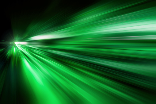 Green Abstract fast zoom speed motion background for Design.