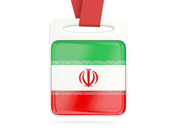 Flag of iran, square icon with white border. 3D illustration